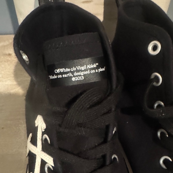 Off-White Black Canvas Sneakers with White Stripes - Picture 6 of 13